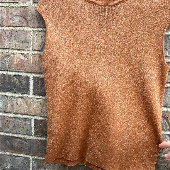 Coldwater Creek Women’s Chic Sparkle Copper Fall Sleeveless Knit Top M - Picture 7 of 14